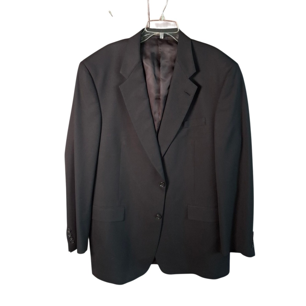 Hart Schaffner Marx Dillards Suit Jacket Blazer Mens 44L Black Wool Made in USA